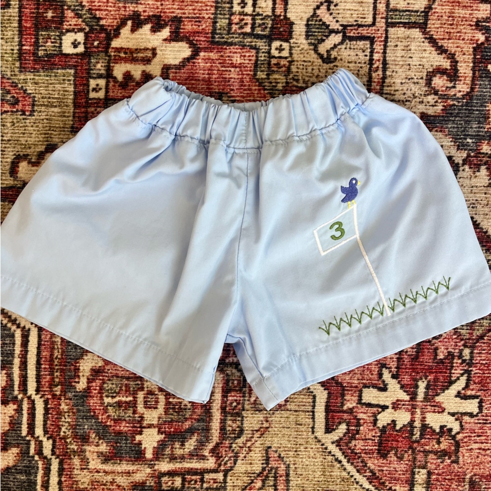TBBC Blue Embroidered Golf Shorts